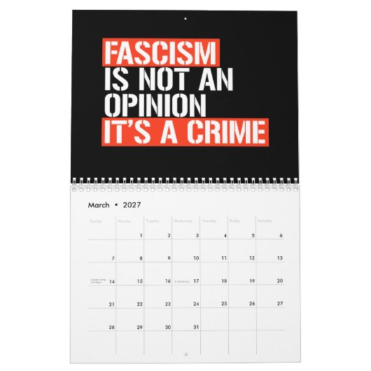 Make Fascists Afraid Again Calendar カレンダー (3月 2027)