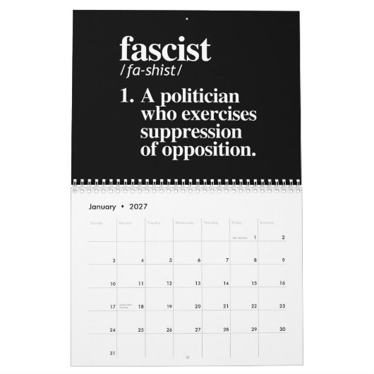 Make Fascists Afraid Again Calendar カレンダー (1月 2027)