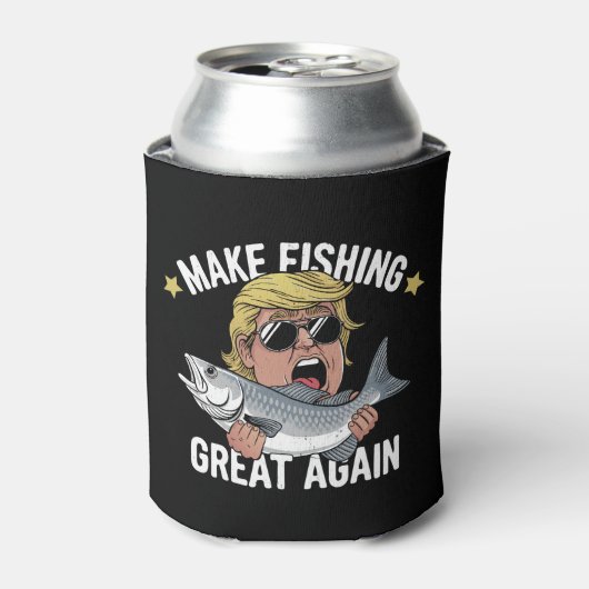 Make Fishing Great Again Trump Funny Fisherman 缶クーラー (缶正面)