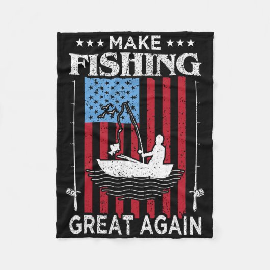 Make Fishing Great Again Trump Funny Fisherman Ang フリースブランケット (正面)
