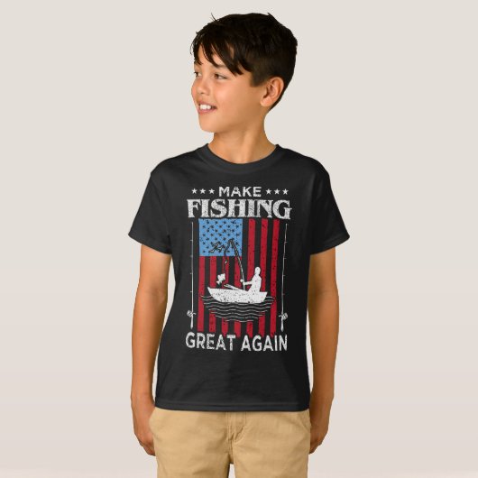 Make Fishing Great Again Trump Funny Fisherman Ang Tシャツ (正面フル)