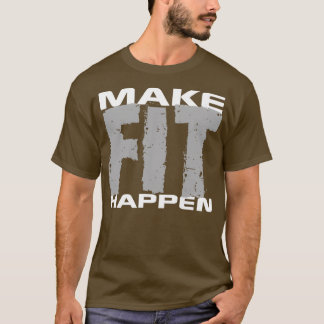 Make Fit Happenesシャツジムエクササイズトレーニングギア Tシャツ