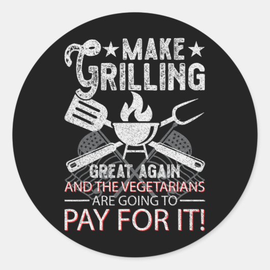 Make Grilling Great Again Trump Bbq Pit Master Gri ラウンドシール (正面)