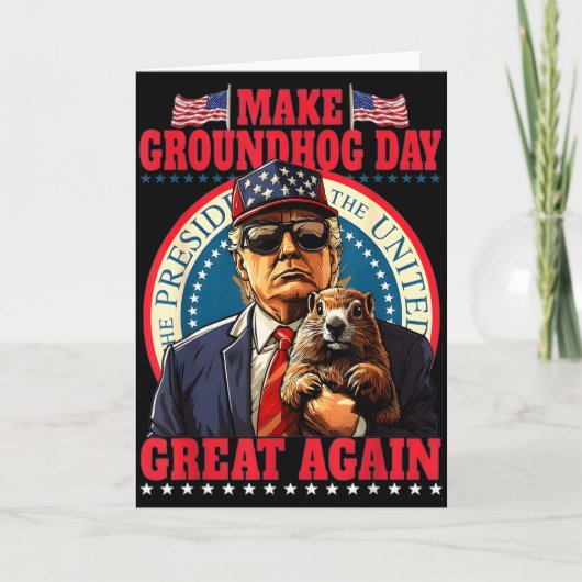 Make Groundhog Day Great Again 面白いトランプがホールド カード (正面)