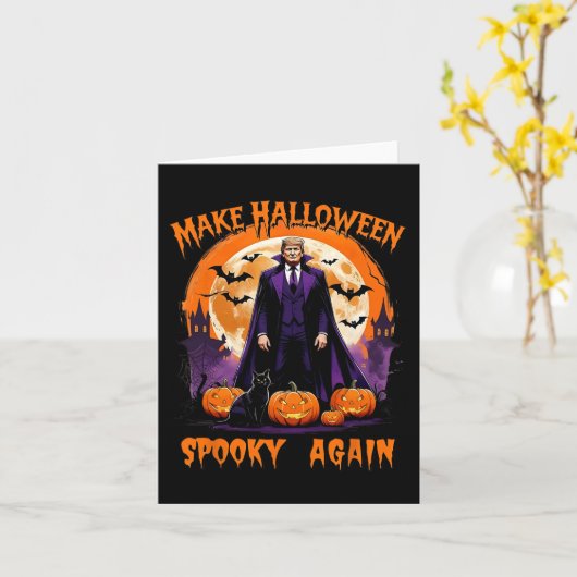 Make Halloween Spooky Again Funny Trump Halloween カード (黄色い花)