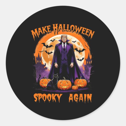 Make Halloween Spooky Again Funny Trump Halloween  ラウンドシール (正面)