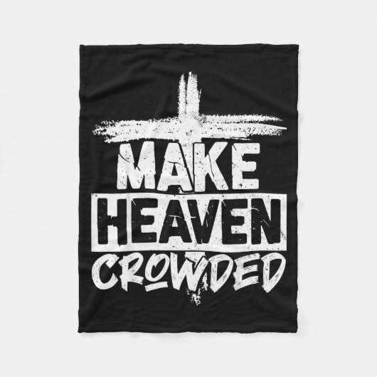 Make Heaven Crowded Cross - Minimalist Christian R フリースブランケット (正面)
