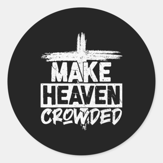 Make Heaven Crowded Cross - Minimalist Christian R ラウンドシール (正面)