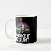 Make It Count 80年代風スケルタル・ダンクイラスト  コーヒーマグカップ (左)