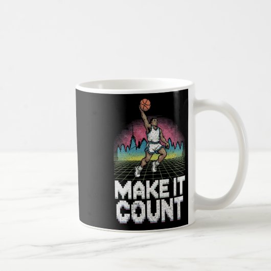 Make It Count 80年代風スケルタル・ダンクイラスト  コーヒーマグカップ (右)