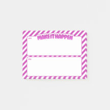 Make It Happen AM/PM 付箋 - ピンク ストライプ