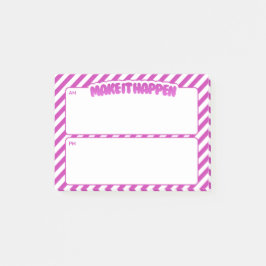 Make It Happen AM/PM 付箋 - ピンク ストライプ