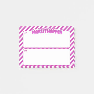 Make It Happen AM/PM 付箋 - ピンク ストライプ