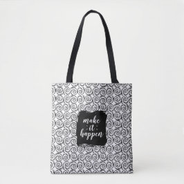 Make It Happen Black and White Swirl Tote トートバッグ