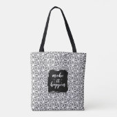 Make It Happen Black and White Swirl Tote トートバッグ (裏面)