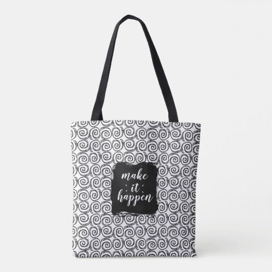 Make It Happen Black and White Swirl Tote トートバッグ (裏面)