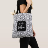 Make It Happen Black and White Swirl Tote トートバッグ (クローズアップ)