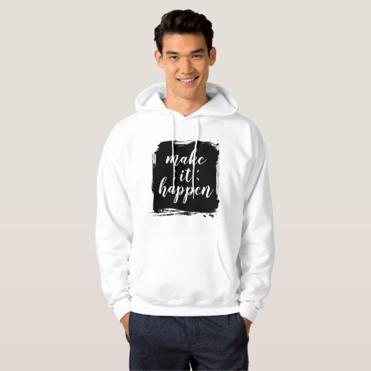 Make It Happen" Brushstroke Hoodie | Motivational パーカ (正面フル)