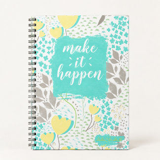 Make It Happen Inspirational Floral Notebook ノートブック