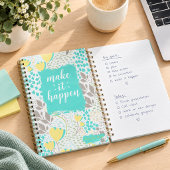 Make It Happen Inspirational Floral Notebook ノートブック