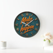 Make It Happen Motivational ラージ壁時計 (ホーム)