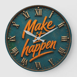 Make It Happen Motivational ラージ壁時計