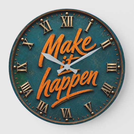 Make It Happen Motivational ラージ壁時計 (正面)