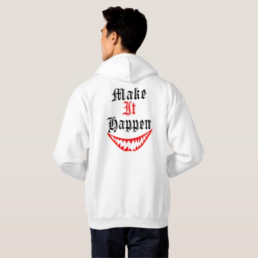 Make It Happen – Motivational Quote Design パーカ (裏面フル)