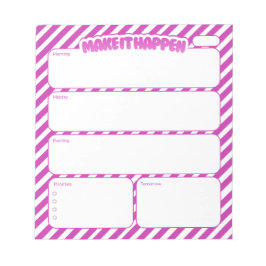 Make It Happen Pink Striped Daily Planner Notepad ノートパッド
