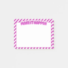 Make It Happen - Pink Striped Sticky Notes ポストイット