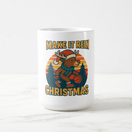 Make it Rein - Retro 80s Reindeer Christmas Design コーヒーマグカップ