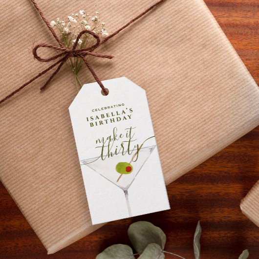 Make It Thirty Martini 30th Birthdayパーティー ギフトタグ