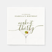 Make It Thirty Martini 30th Birthdayパーティー スタンダードカクテルナプキン (正面)
