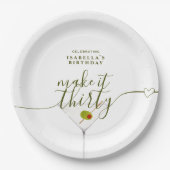 Make It Thirty Martini 30th Birthdayパーティー ペーパープレート (正面)