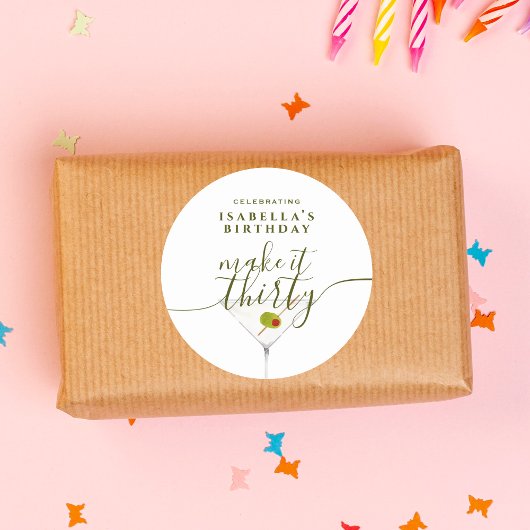 Make It Thirty Martini 30th Birthdayパーティー ラウンドシール