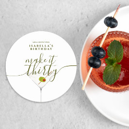 Make It Thirty Martini 30th Birthdayパーティー ラウンドペーパーコースター