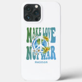Make Love Not Warフローラ世界平和サイン名前の追加 Case-Mate iPhoneケース (裏面)