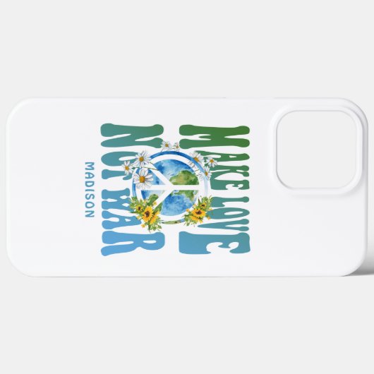 Make Love Not Warフローラ世界平和サイン名前の追加 Case-Mate iPhoneケース (裏面 (横))