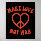 Make Love Not WarレトロHippie Peace Sign ポスター (正面)