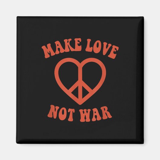 Make Love Not WarレトロHippie Peace Sign マグネット (正面)