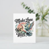 Make Love Not War Watercolor Dove ポストカード (スタンド正面)