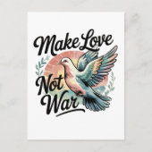 Make Love Not War Watercolor Dove ポストカード (正面)