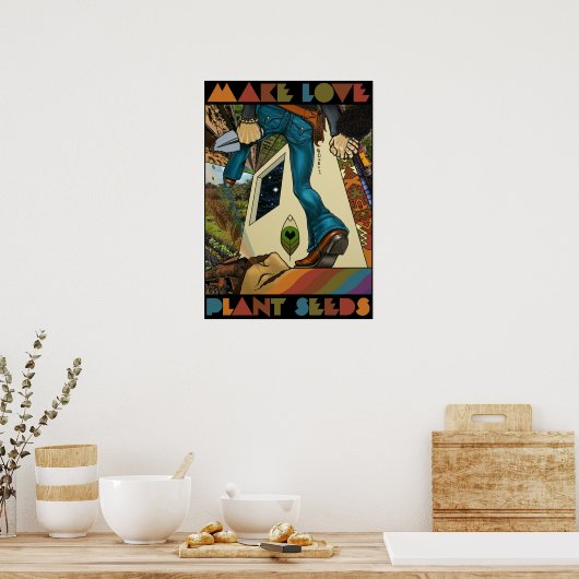 Make Love Plant Seeds - Art Print Poster ポスター (キッチン)