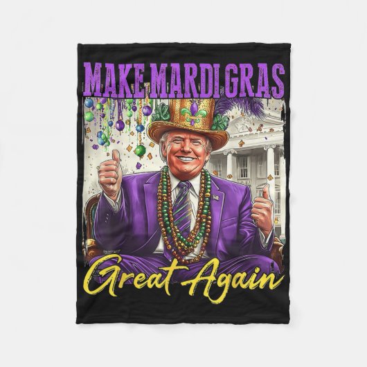 Make Mardi Gras Great Again  フリースブランケット (正面)
