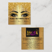 Make Meグリッター金ゴールドロゴドリップVIP金ゴールドメイクアップ スクエア名刺 (正面/裏面)