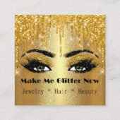 Make Meグリッター金ゴールドロゴドリップVIP金ゴールドメイクアップ スクエア名刺 (正面)
