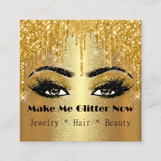 Make Meグリッター金ゴールドロゴドリップVIP金ゴールドメイクアップ スクエア名刺 (正面)