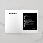 Make Me New Love勇気付けられる詩 箔グリーティングカード (外側レイダウン)