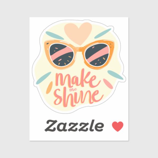 Make Me Shine Quote Cute Retro Sunglasses シール (シート)