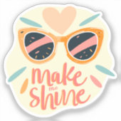 Make Me Shine Quote Cute Retro Sunglasses シール (正面)